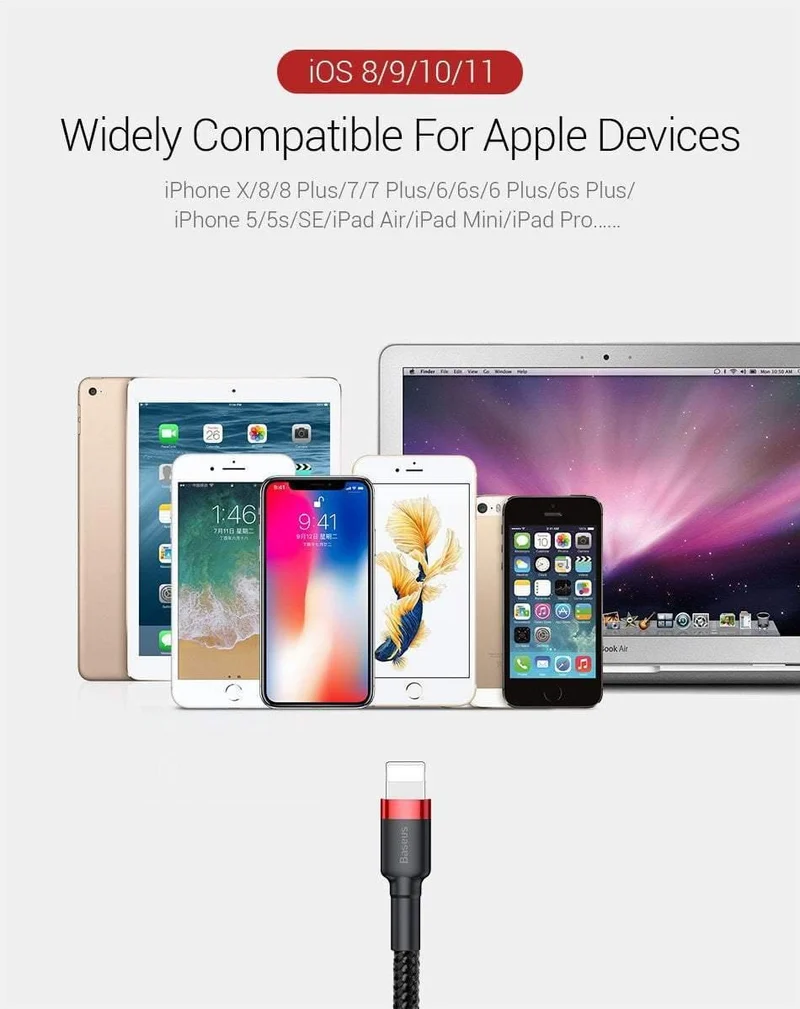 Baseus 10 Teile/los USB Kabel für iPhone Kabel X 8 7 6 6s 5 5s Schnelle Ladekabel mobile telefon Ladegerät Kabel Adapter USB Datenkabel