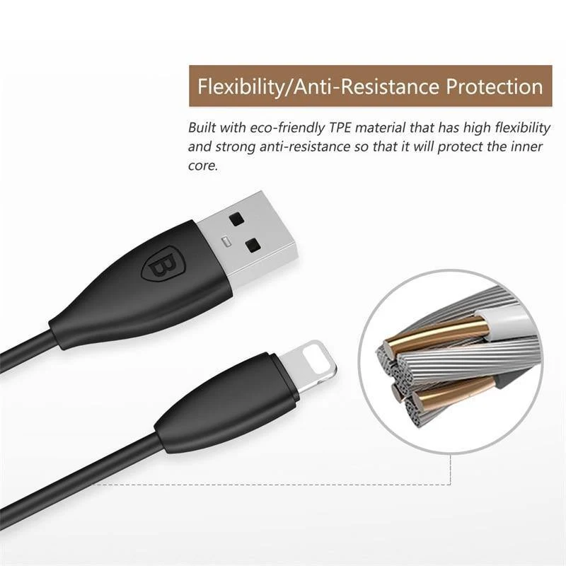 Baseus USB-Kabel für iPhone Schnellladekabel für iPhone 8 5 6 7 iPad USB-Ladekabel 2A Mobile Telefondatenkabel