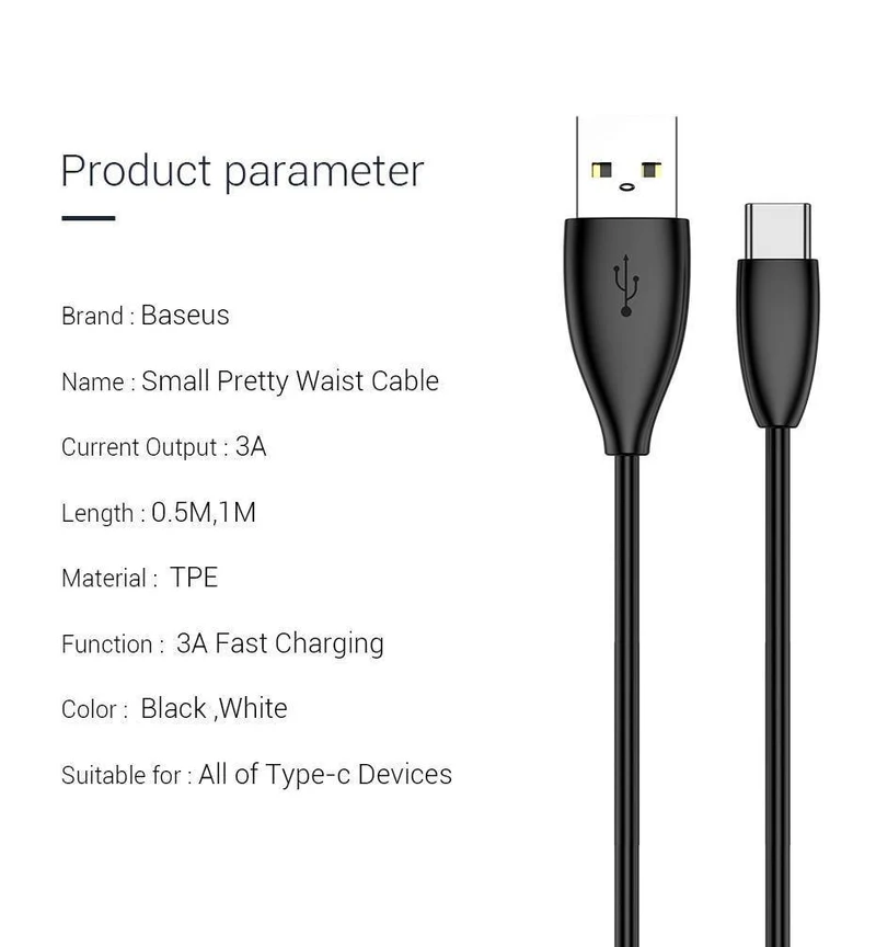 Baseus Micro USB Typ C Kabel für Samsung Xiaomi Redmi Telefon Datenkabel Schnellladekabel 2A USB Ladekabel