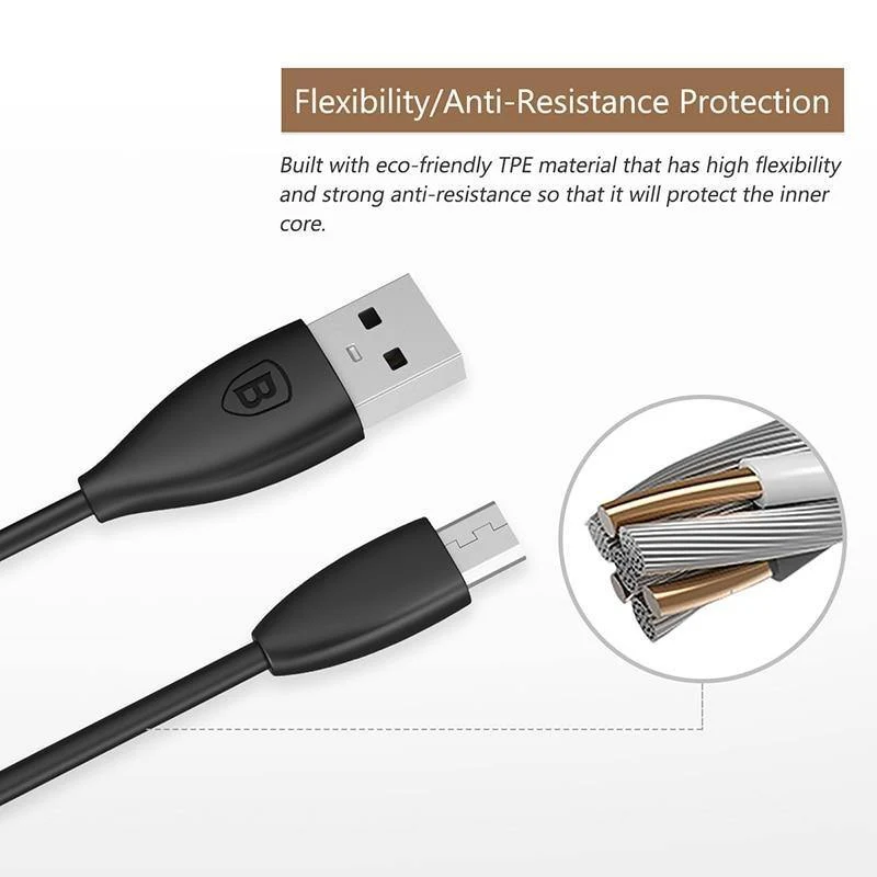Baseus Micro USB Typ C Kabel für Samsung Xiaomi Redmi Telefon Datenkabel Schnellladekabel 2A USB Ladekabel