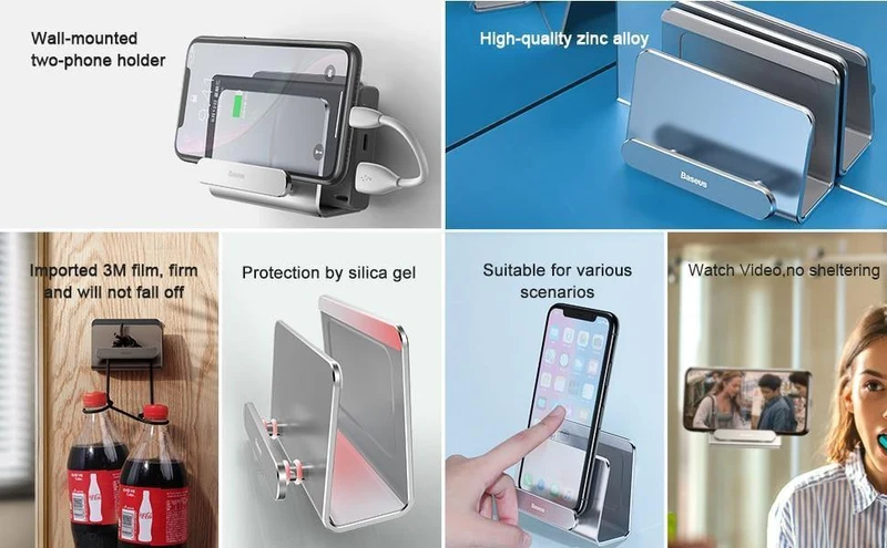 Baseus Metall-Wandhalterung für iPhone, Powerbank, stark haftender Handyhalter, Ständer für Samsung Huawei, Ladebuchse