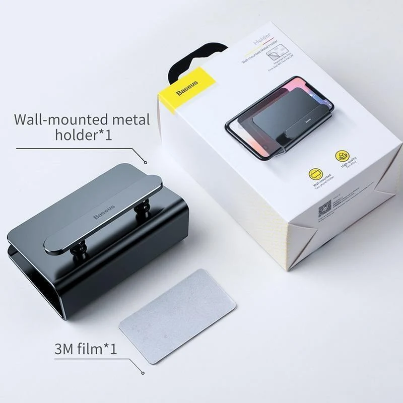 Baseus Metall-Wandhalterung für iPhone, Powerbank, stark haftender Handyhalter, Ständer für Samsung Huawei, Ladebuchse