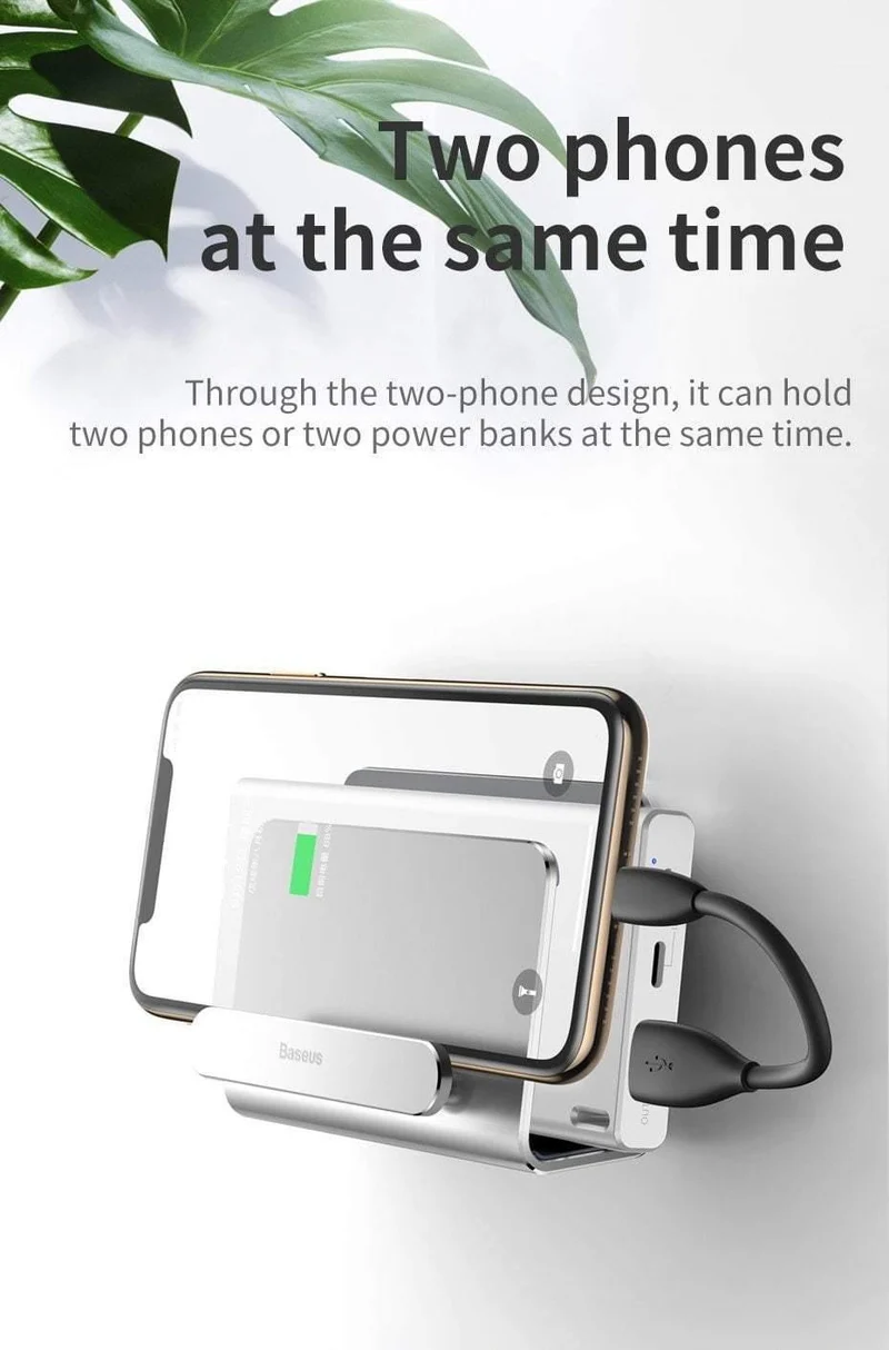 Baseus Metall-Wandhalterung für iPhone, Powerbank, stark haftender Handyhalter, Ständer für Samsung Huawei, Ladebuchse