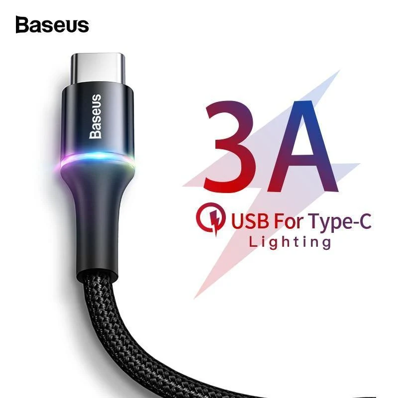 Baseus USB Typ C Kabel Für Samsung Galaxy S10 S9 S8 Plus OnePlus 6t Schnelle Lade USB-C Ladegerät Mobile telefon USBC Typ-C Kabel