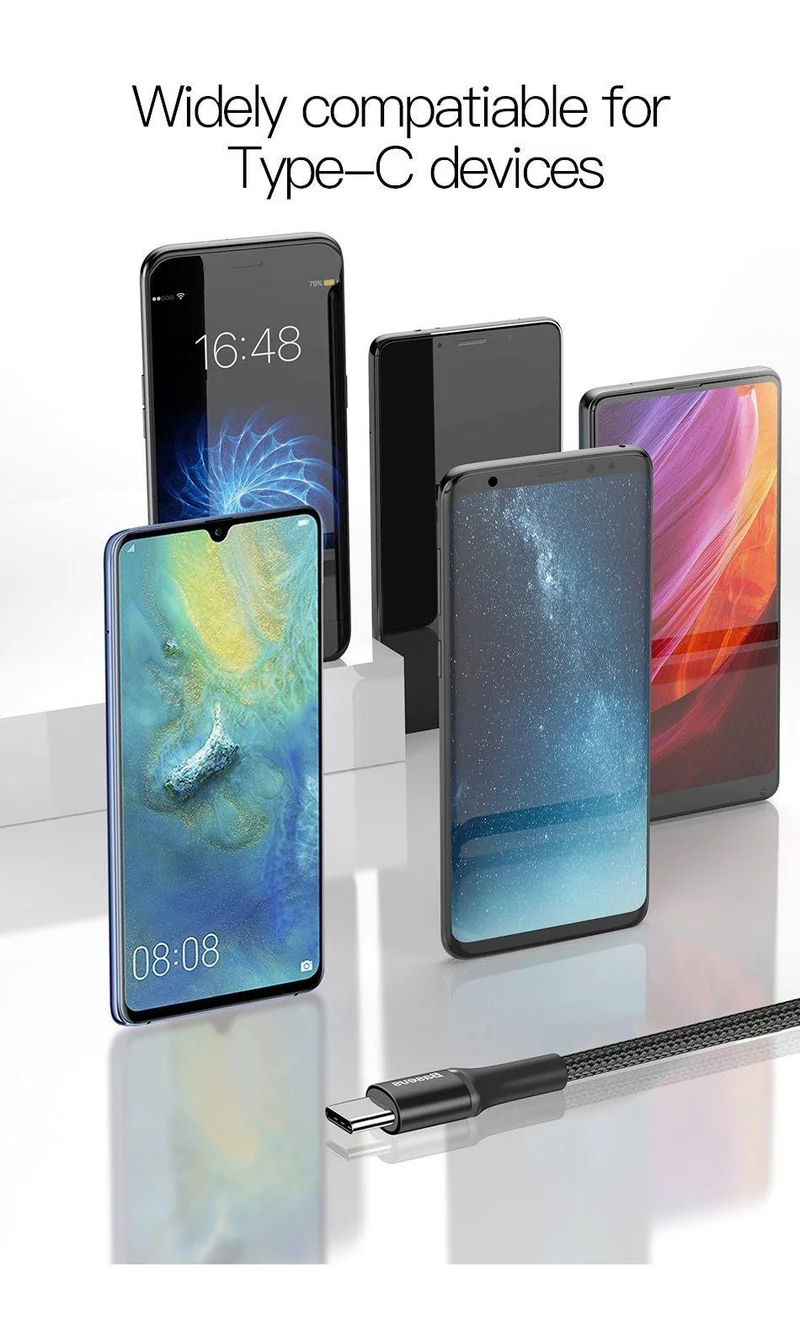 Baseus USB Typ C Kabel Für Samsung Galaxy S10 S9 S8 Plus OnePlus 6t Schnelle Lade USB-C Ladegerät Mobile telefon USBC Typ-C Kabel