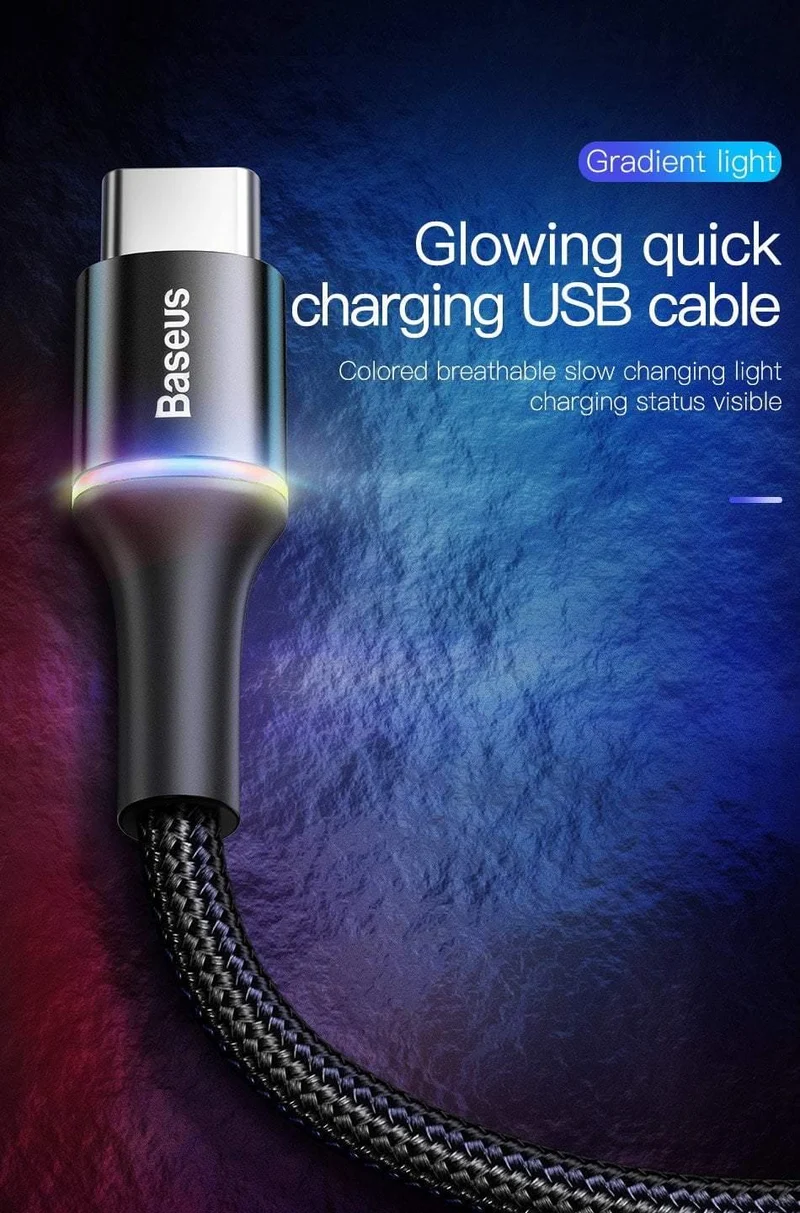 Baseus USB Typ C Kabel Für Samsung Galaxy S10 S9 S8 Plus OnePlus 6t Schnelle Lade USB-C Ladegerät Mobile telefon USBC Typ-C Kabel