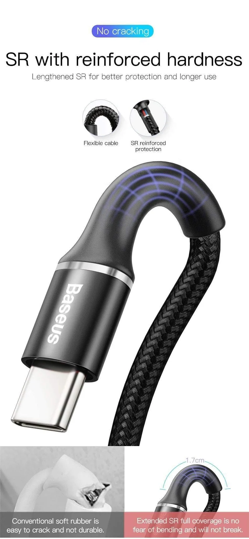 Baseus USB Typ C Kabel Für Samsung Galaxy S10 S9 S8 Plus OnePlus 6t Schnelle Lade USB-C Ladegerät Mobile telefon USBC Typ-C Kabel