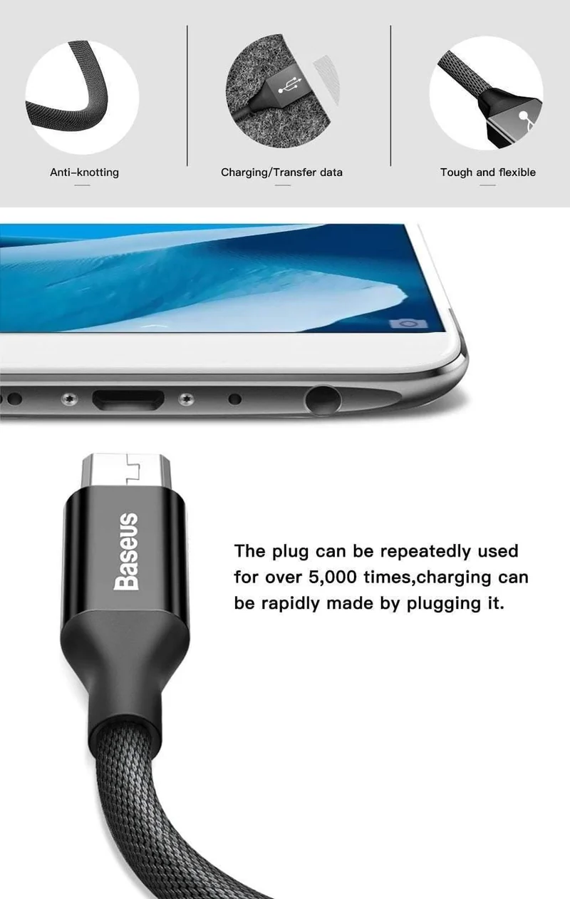 Baseus Micro USB Kabel Schnellladedaten Ladekabel Microusb Ladekabel Für Samsung Xiaomi Redmi Android Handy Kabel