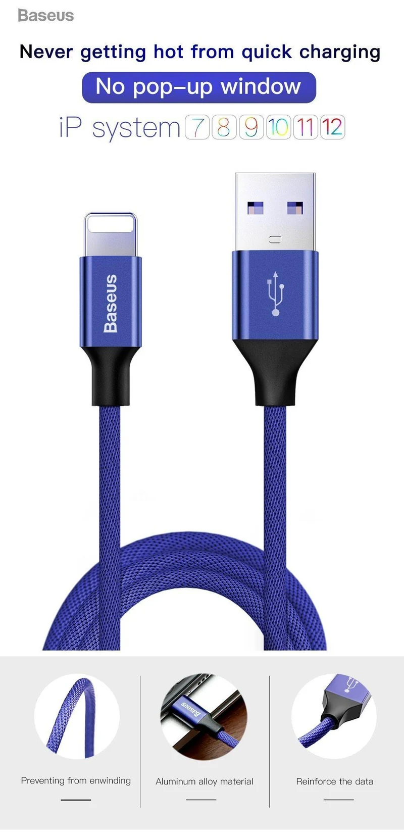 USB-Kabel für iPhone, Baseus-Schnellladekabel für iPhone XS Max XR X 8 7 6 6S 5 5S iPad-Kabel-Handykabel