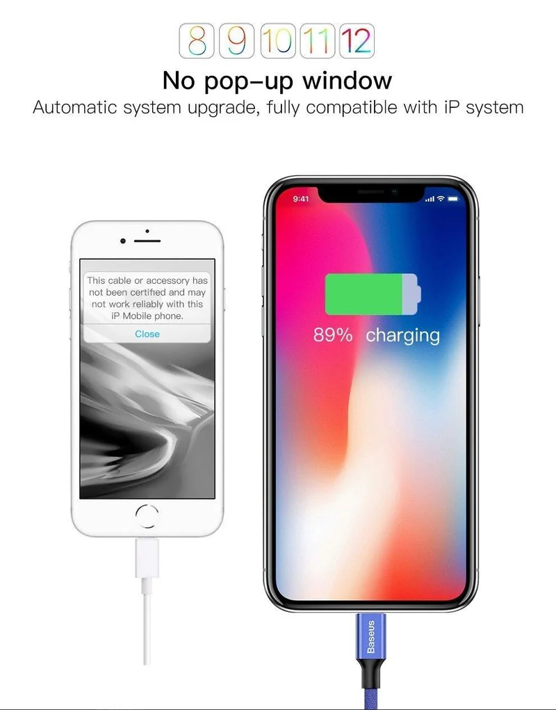 USB-Kabel für iPhone, Baseus-Schnellladekabel für iPhone XS Max XR X 8 7 6 6S 5 5S iPad-Kabel-Handykabel