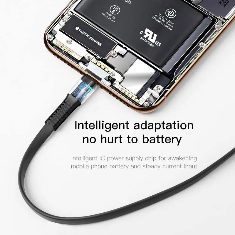 Baseus Flaches USB-Kabel für iPhone XS Max XR X 8 7 6 6s Plus 5 5s se iPad Mini Schnelldaten-Ladekabel Handykabel