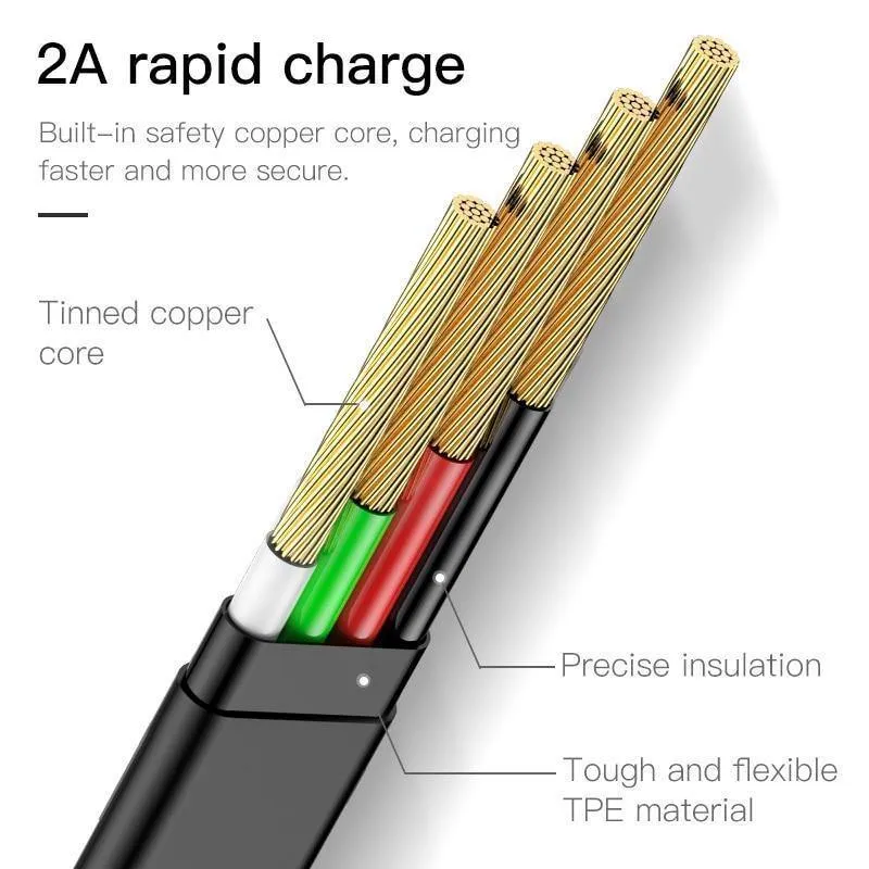Baseus Flaches USB-Kabel für iPhone XS Max XR X 8 7 6 6s Plus 5 5s se iPad Mini Schnelldaten-Ladekabel Handykabel