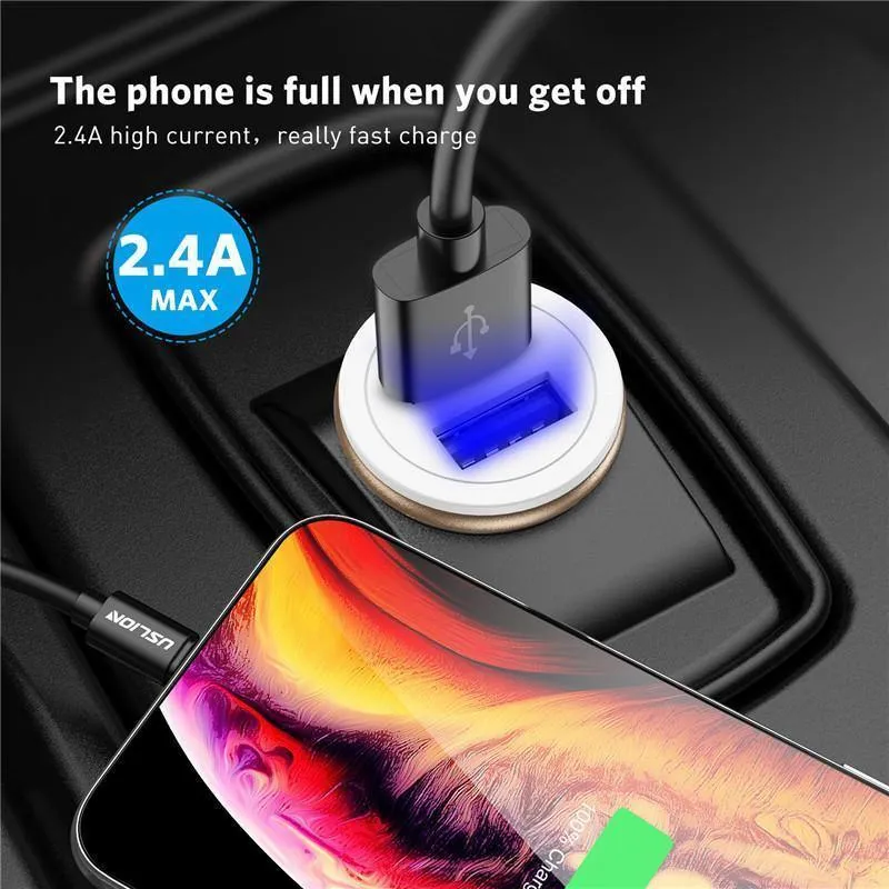 USLION Dual USB Autoladegerät Mini Autotelefonladegerät 2.4A Lade 2 USB-Anschlüsse Autoladegerät für iPhone XS MAX XR X 8 Samsung Xiaomi