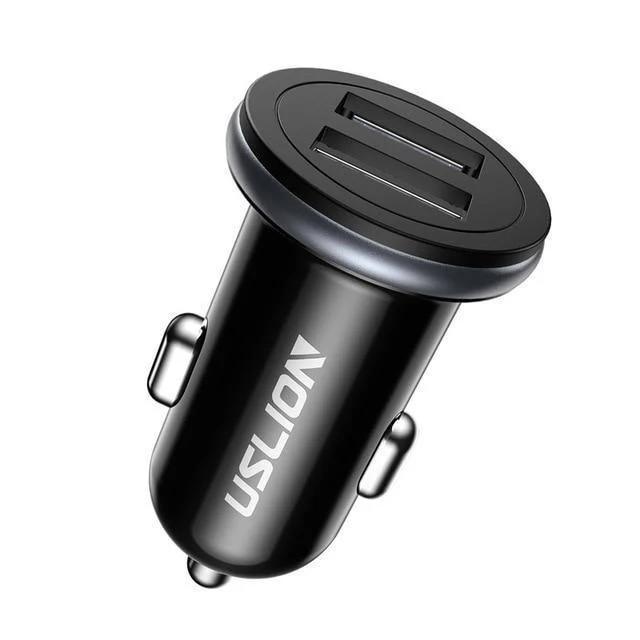 USLION Dual USB Autoladegerät Mini Autotelefonladegerät 2.4A Lade 2 USB-Anschlüsse Autoladegerät für iPhone XS MAX XR X 8 Samsung Xiaomi