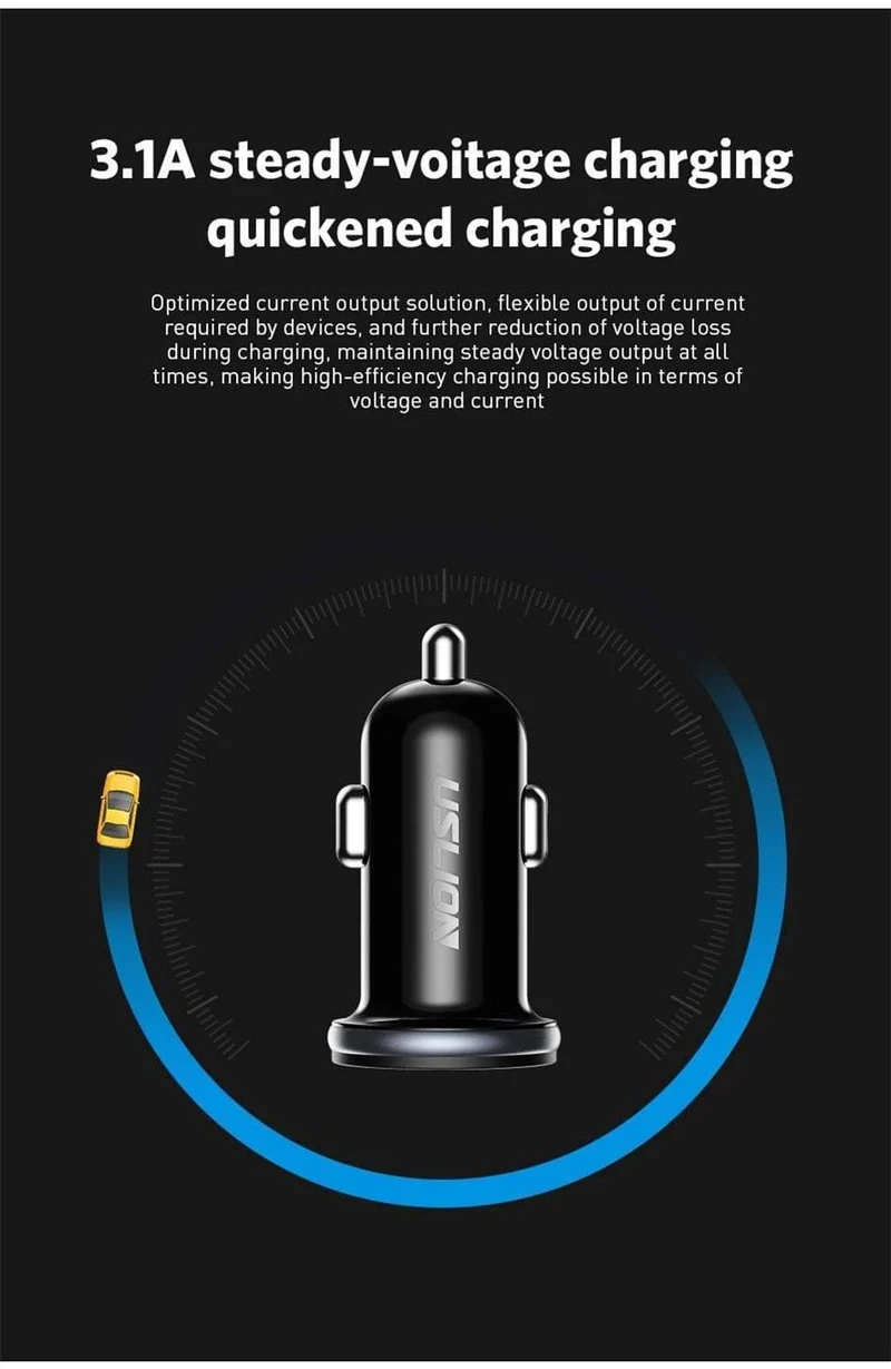 USLION Dual USB Autoladegerät Mini Autotelefonladegerät 2.4A Lade 2 USB-Anschlüsse Autoladegerät für iPhone XS MAX XR X 8 Samsung Xiaomi