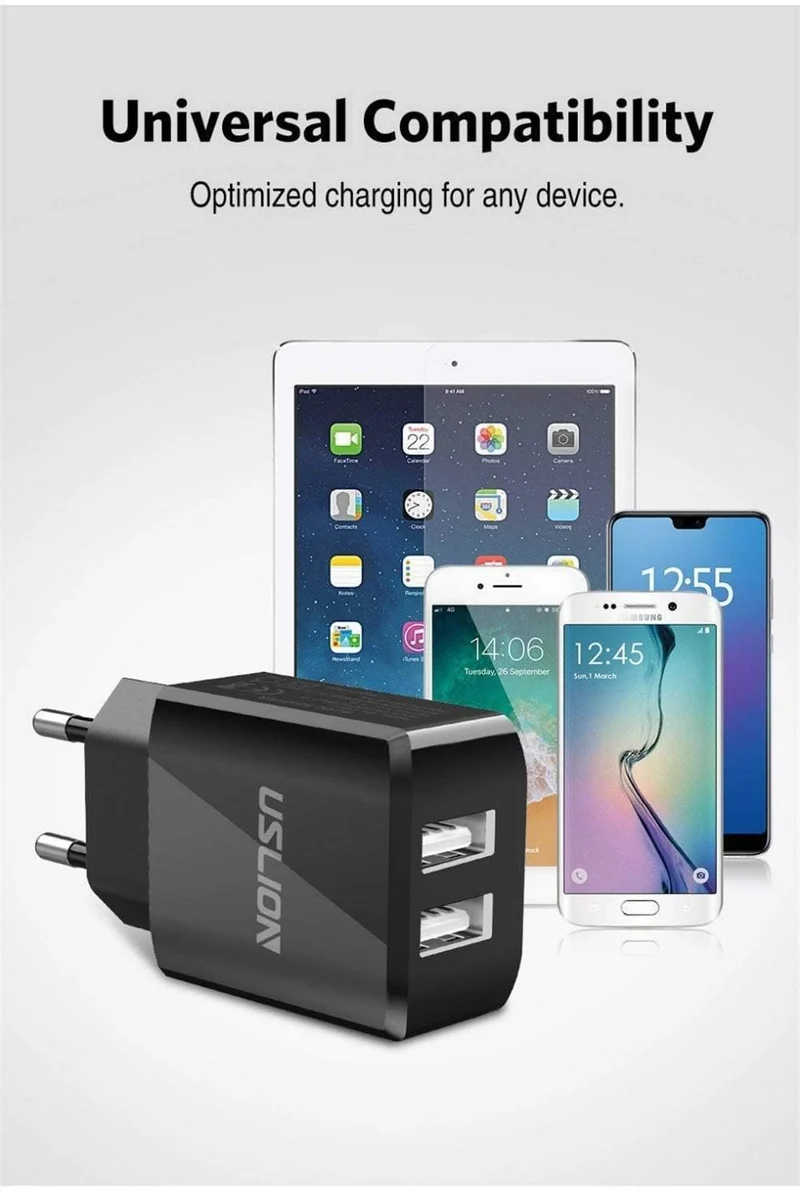 USLION USB Ladegerät 5V2A EU Stecker Reise Ladung für iPhone Samsung Xiaomi Tablet Universal Wand Adapter Smart Handy Ladegerät