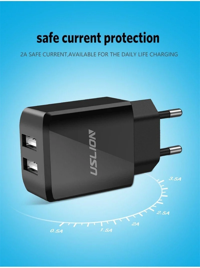 USLION USB Ladegerät 5V2A EU Stecker Reise Ladung für iPhone Samsung Xiaomi Tablet Universal Wand Adapter Smart Handy Ladegerät