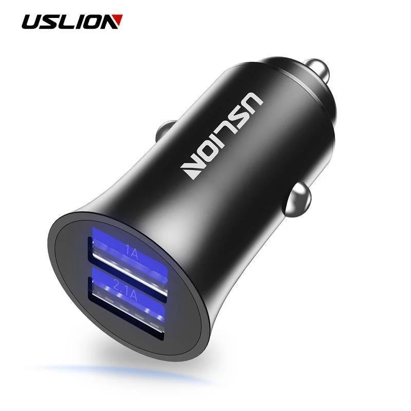 USLION USB-Autoladegerät für iPhone 7 8 XS MAX XR Mini Dual USB-Schnellladeadapter für das Auto zum Aufladen von Mobiltelefonen für Samsung Xiaomi