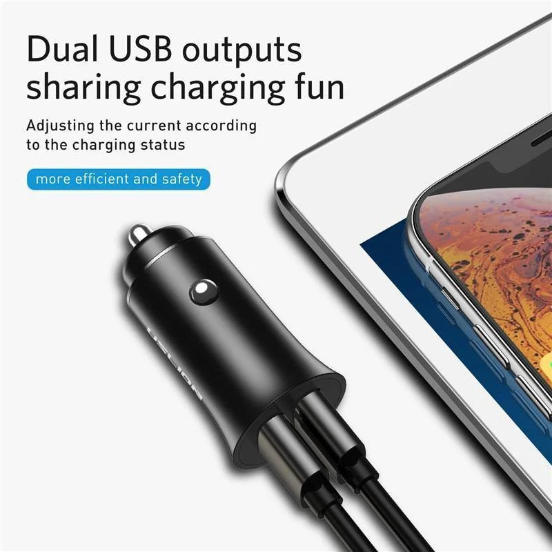 USLION USB-Autoladegerät für iPhone 7 8 XS MAX XR Mini Dual USB-Schnellladeadapter für das Auto zum Aufladen von Mobiltelefonen für Samsung Xiaomi