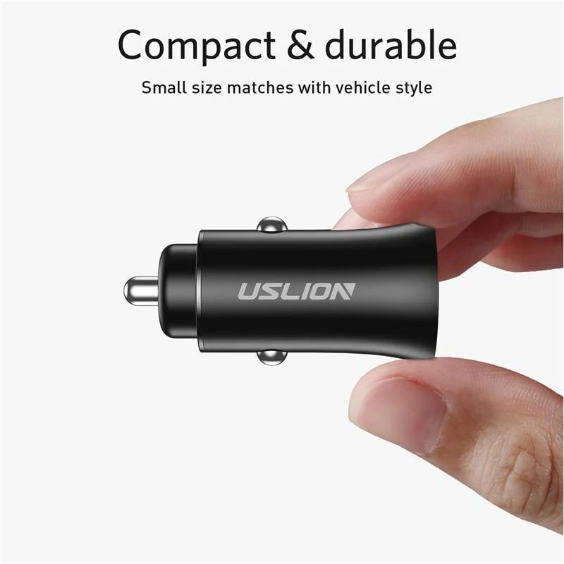 USLION USB-Autoladegerät für iPhone 7 8 XS MAX XR Mini Dual USB-Schnellladeadapter für das Auto zum Aufladen von Mobiltelefonen für Samsung Xiaomi