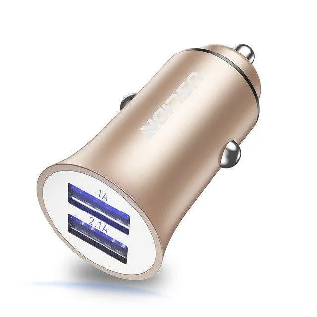 USLION USB-Autoladegerät für iPhone 7 8 XS MAX XR Mini Dual USB-Schnellladeadapter für das Auto zum Aufladen von Mobiltelefonen für Samsung Xiaomi