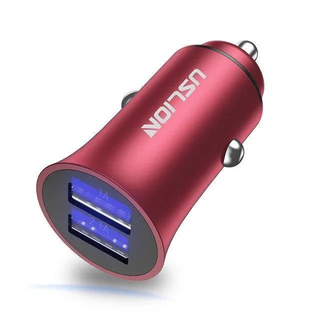 USLION USB-Autoladegerät für iPhone 7 8 XS MAX XR Mini Dual USB-Schnellladeadapter für das Auto zum Aufladen von Mobiltelefonen für Samsung Xiaomi