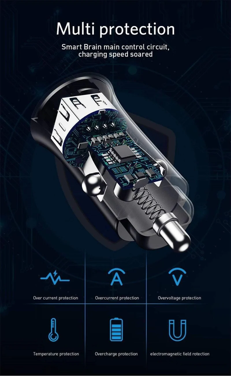USLION USB-Autoladegerät für iPhone 7 8 XS MAX XR Mini Dual USB-Schnellladeadapter für das Auto zum Aufladen von Mobiltelefonen für Samsung Xiaomi