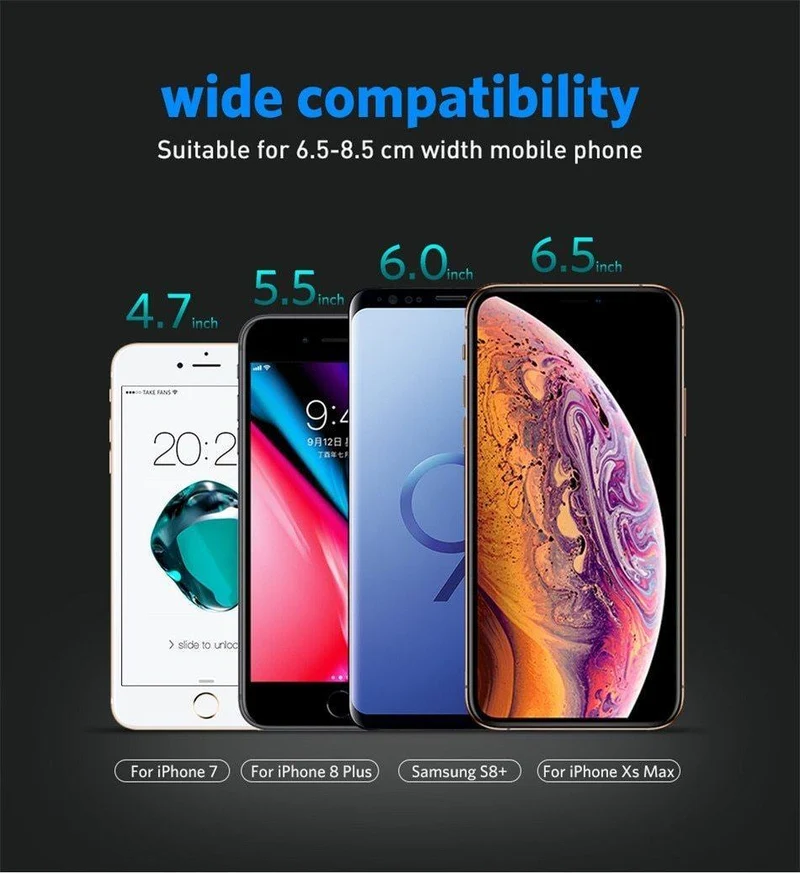 USLION Qi Auto-Drahtlosladegerät für iPhone XR XS MAX X 8 7 Samsung Xiaomi Huawei Schnelle drahtlose Ladehalterung Autotelefonhalter