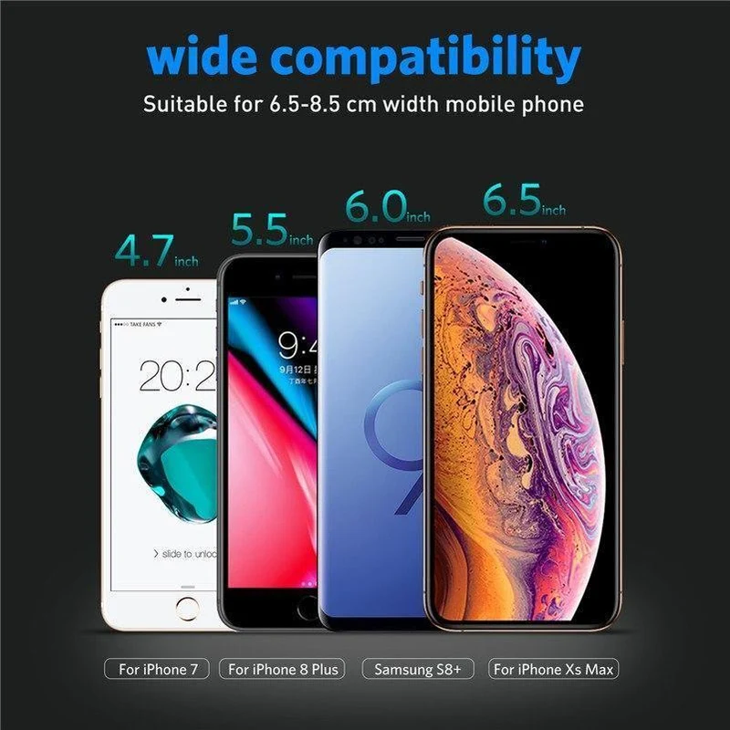 USLION Qi Auto-Drahtlosladegerät für iPhone XR XS MAX X 8 7 Samsung Xiaomi Huawei Schnelle drahtlose Ladehalterung Autotelefonhalter