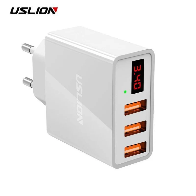 Display 3 USB-Ladegerät, USLION Schnelllade-Wandladegerät für iPhone Samsung Xiaomi 3.4 A Max Universal-USB-Ladegerät für Mobiltelefone