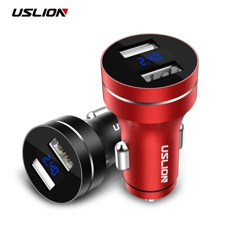 USLION 2.4A Dual USB Autoladegerät für Handy Tablet GPS LED Display Ladegerät USB Autotelefonladegerät Adapter im Auto aufladen