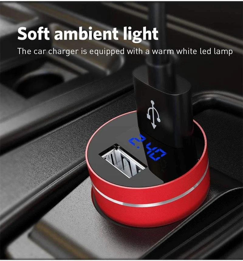 USLION 2.4A Dual USB Autoladegerät für Handy Tablet GPS LED Display Ladegerät USB Autotelefonladegerät Adapter im Auto aufladen
