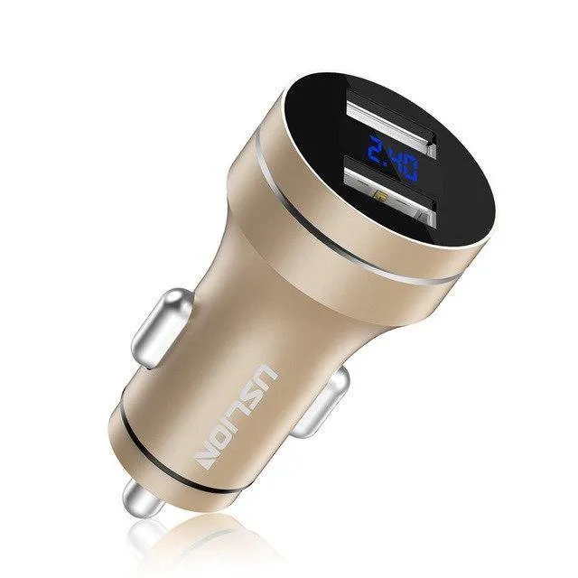 USLION 2.4A Dual USB Autoladegerät für Handy Tablet GPS LED Display Ladegerät USB Autotelefonladegerät Adapter im Auto aufladen