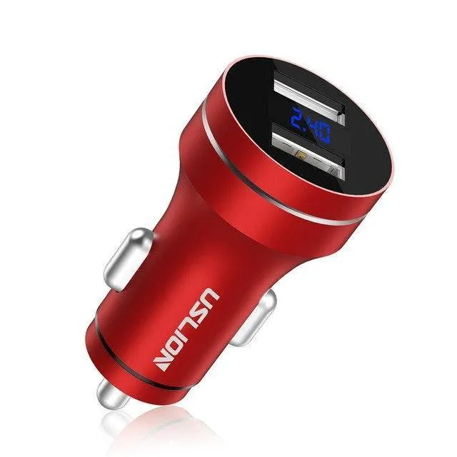 USLION 2.4A Dual USB Autoladegerät für Handy Tablet GPS LED Display Ladegerät USB Autotelefonladegerät Adapter im Auto aufladen