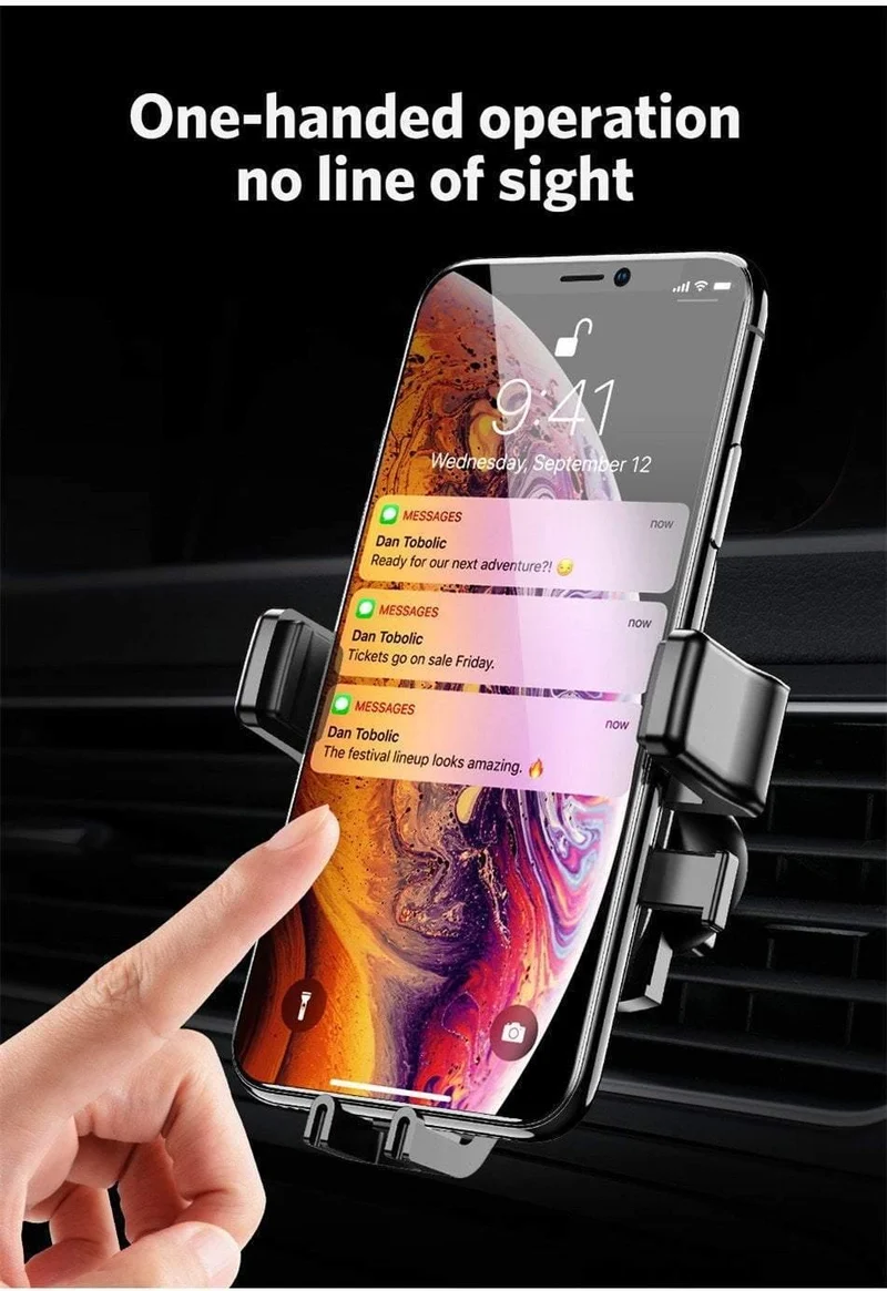USLION Autohalterung Qi Wireless-Ladegerät für iPhone 7 8 XS MAX XR 10W schnelles kabelloses Laden Autotelefonhalter für Samsung Note 9 S9