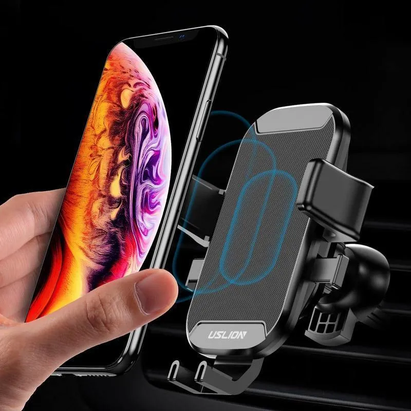 USLION Autohalterung Qi Wireless-Ladegerät für iPhone 7 8 XS MAX XR 10W schnelles kabelloses Laden Autotelefonhalter für Samsung Note 9 S9