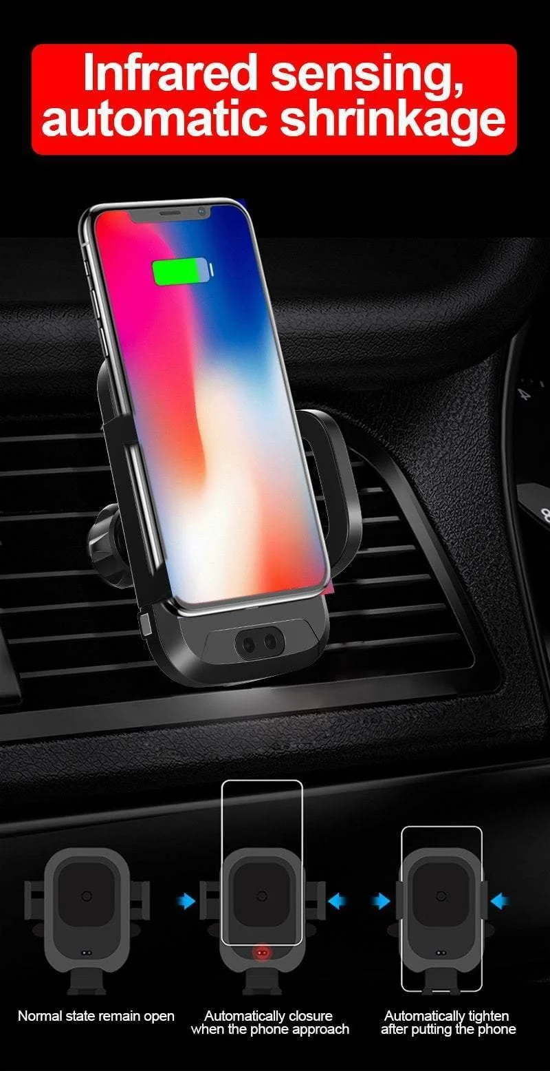 TOMKAS Qi Kabelloses Autoladegerät Infrarot-Sensor Schnellladegerät Kabelloses Aufladen für Telefon Automatische Induktion Kabelloses Autoladegerät