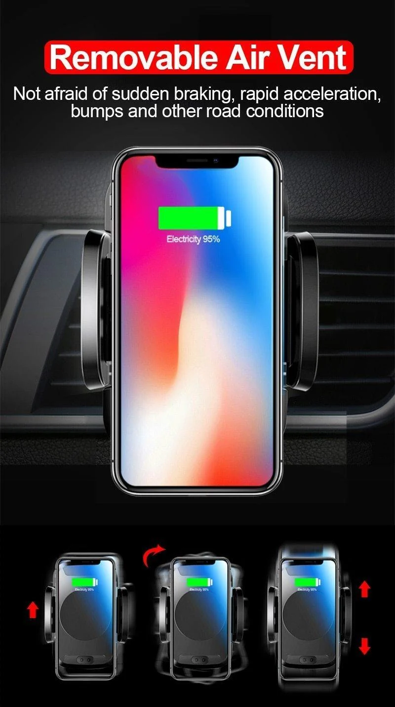 TOMKAS Qi Kabelloses Autoladegerät Infrarot-Sensor Schnellladegerät Kabelloses Aufladen für Telefon Automatische Induktion Kabelloses Autoladegerät