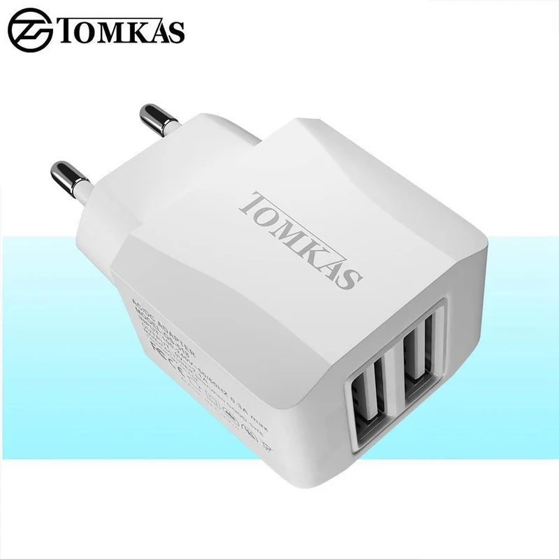 Tomkas Universal-USB-Ladegerät für Handys, Reise-Schnellladefunktion, EU-Stecker, Wandladegerät, USB-Adapter für Handy-Ladegerät, NEUER SYLE