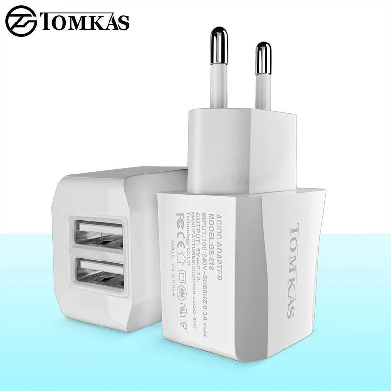 Tomkas Universal-USB-Ladegerät für Handys, Reise-Schnellladefunktion, EU-Stecker, Wandladegerät, USB-Adapter für Handy-Ladegerät, NEUER SYLE
