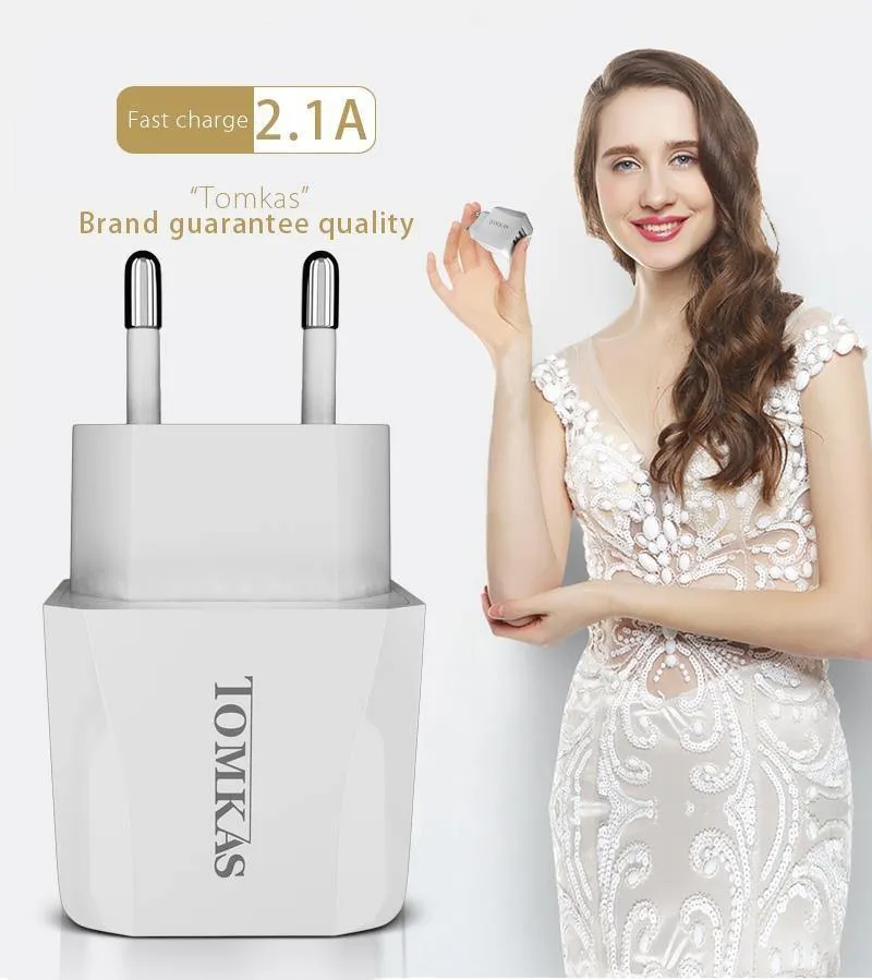 Tomkas Universal-USB-Ladegerät für Handys, Reise-Schnellladefunktion, EU-Stecker, Wandladegerät, USB-Adapter für Handy-Ladegerät, NEUER SYLE