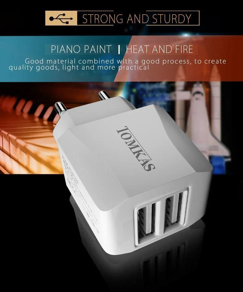 Tomkas Universal-USB-Ladegerät für Handys, Reise-Schnellladefunktion, EU-Stecker, Wandladegerät, USB-Adapter für Handy-Ladegerät, NEUER SYLE