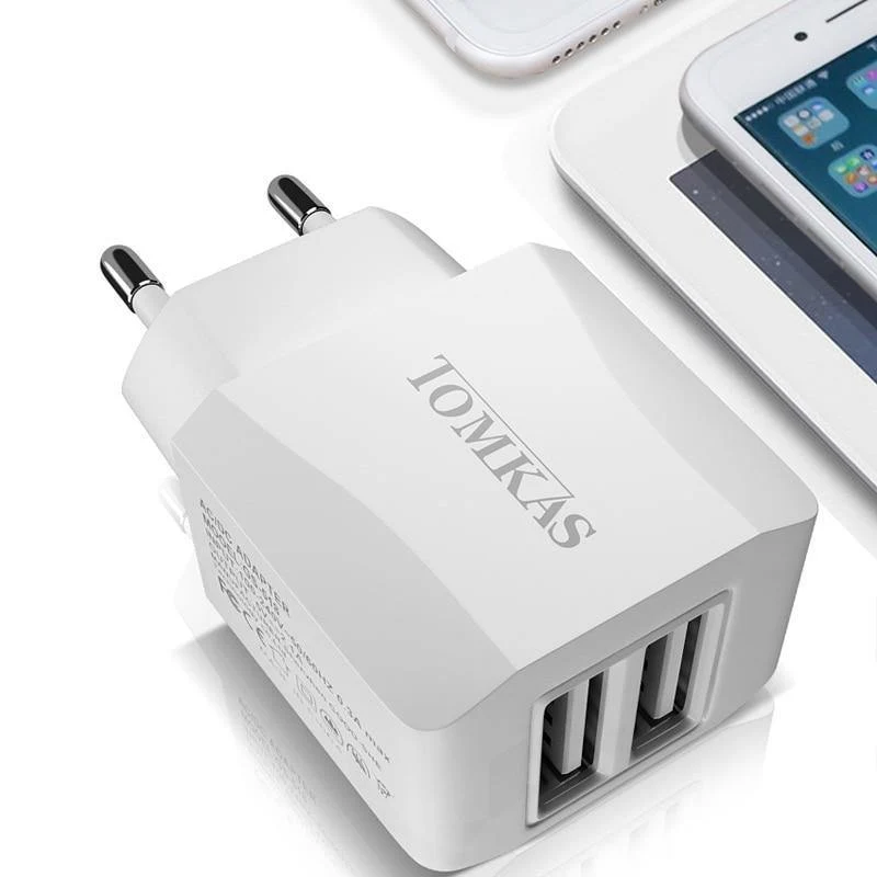 Tomkas Universal-USB-Ladegerät für Handys, Reise-Schnellladefunktion, EU-Stecker, Wandladegerät, USB-Adapter für Handy-Ladegerät, NEUER SYLE