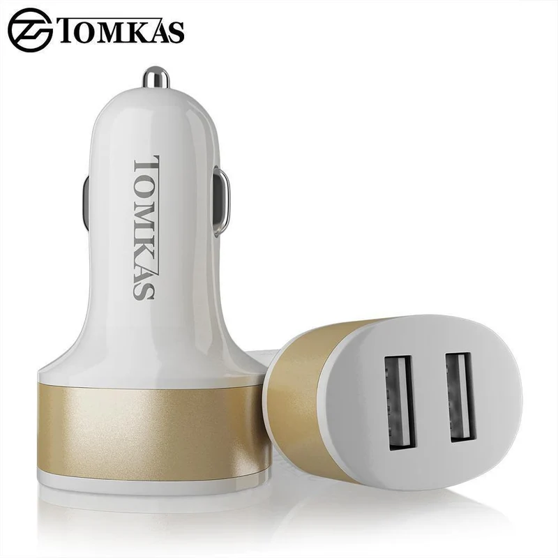 Tomkas Autoladegerät, universelles Dual-Port-USB-Autoladegerät, Handy, 5V2.1A-Ladegerät, USB-Adapter für Samsung, Xiaomi, schnelles Aufladen