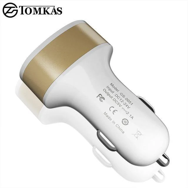 Tomkas Autoladegerät, universelles Dual-Port-USB-Autoladegerät, Handy, 5V2.1A-Ladegerät, USB-Adapter für Samsung, Xiaomi, schnelles Aufladen