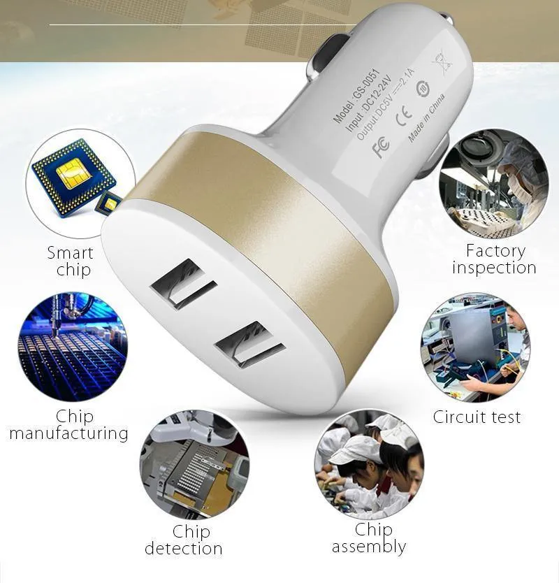 Tomkas Autoladegerät, universelles Dual-Port-USB-Autoladegerät, Handy, 5V2.1A-Ladegerät, USB-Adapter für Samsung, Xiaomi, schnelles Aufladen