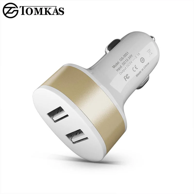 Tomkas Autoladegerät, universelles Dual-Port-USB-Autoladegerät, Handy, 5V2.1A-Ladegerät, USB-Adapter für Samsung, Xiaomi, schnelles Aufladen