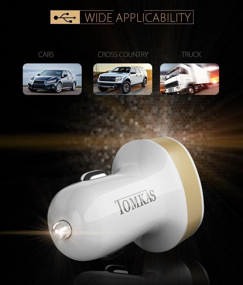 Tomkas Autoladegerät, universelles Dual-Port-USB-Autoladegerät, Handy, 5V2.1A-Ladegerät, USB-Adapter für Samsung, Xiaomi, schnelles Aufladen