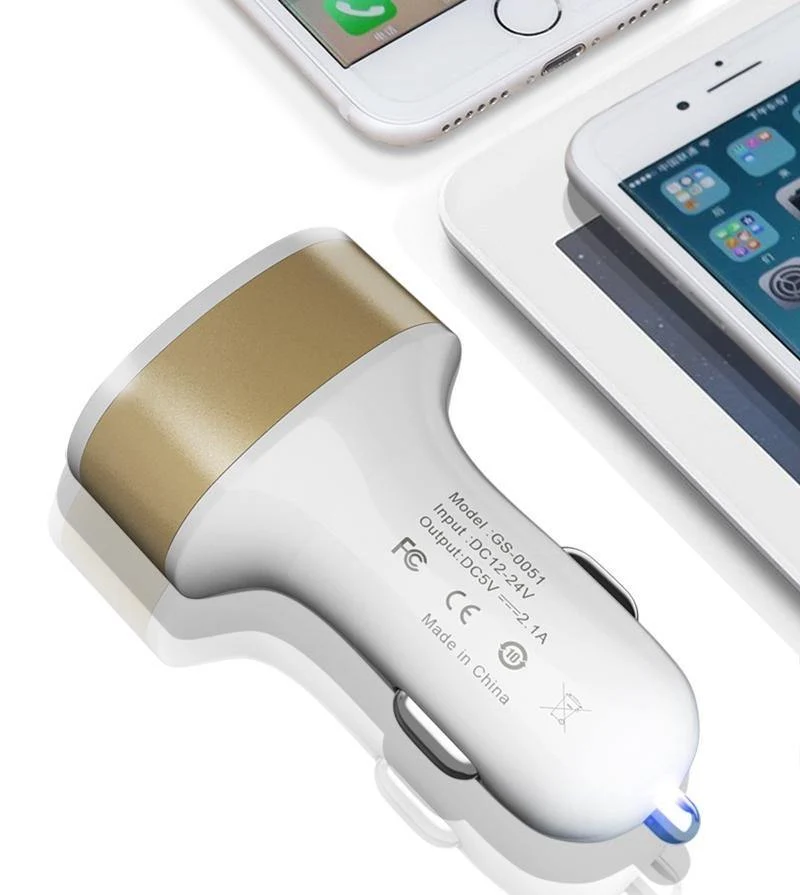 Tomkas Autoladegerät, universelles Dual-Port-USB-Autoladegerät, Handy, 5V2.1A-Ladegerät, USB-Adapter für Samsung, Xiaomi, schnelles Aufladen