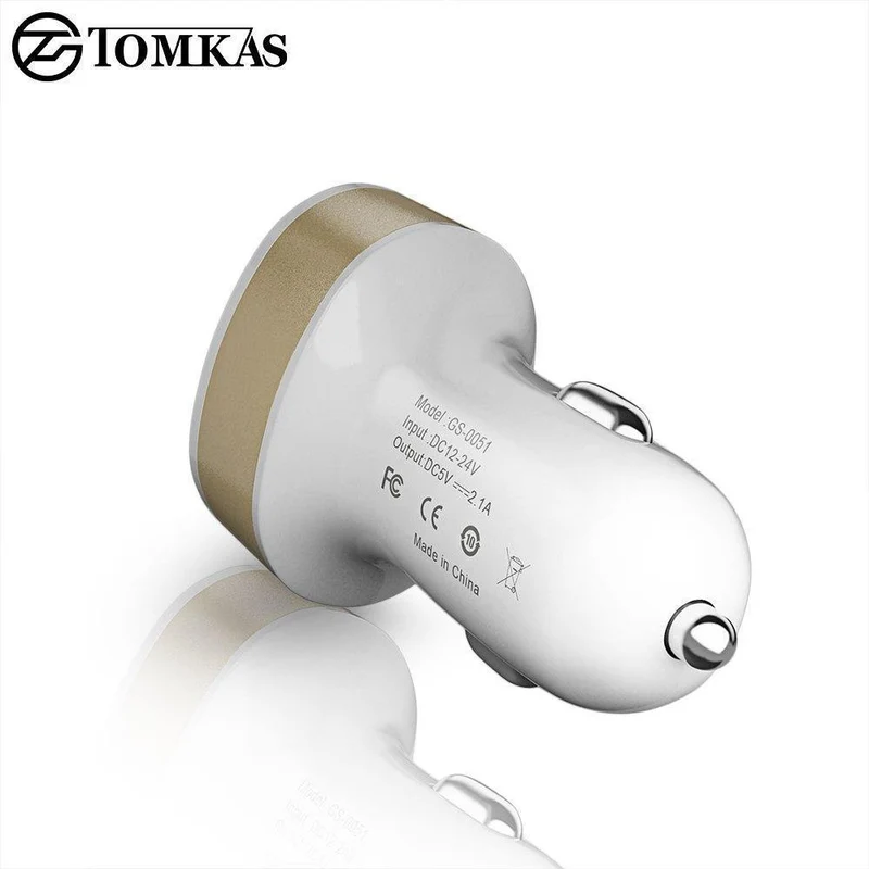 Tomkas Autoladegerät, universelles Dual-Port-USB-Autoladegerät, Handy, 5V2.1A-Ladegerät, USB-Adapter für Samsung, Xiaomi, schnelles Aufladen